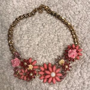 Pink floral cluster necklace